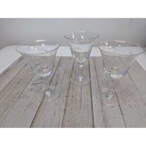 Set Of 3 Cordial Glasses Vintage Etched Wheat Pattern 4 1/8" Tall